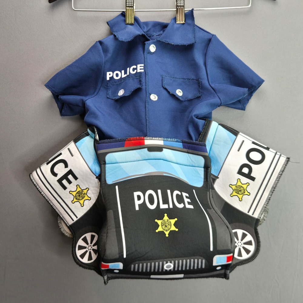 Unbranded Police Officer Dog Costume Blue Padded Squad Car Small Halloween Pet